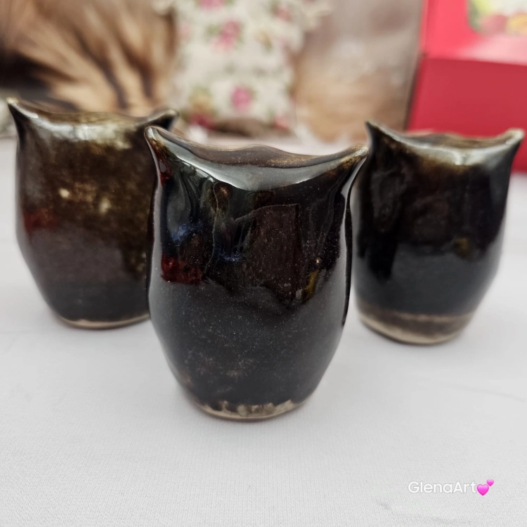 Sowa ceramiczna figurka sowy ręcznie robiona w pięknych nocnych barwach figurka na stół lub gdzie chcesz w ciemnych kolorach
