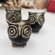 Sowa ceramiczna figurka sowy ręcznie robiona w pięknych nocnych barwach figurka na stół lub gdzie chcesz w ciemnych kolorach