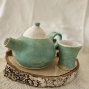 Szklanka ceramiczna zielona espresso ręcznie toczona kaszubska ceramika