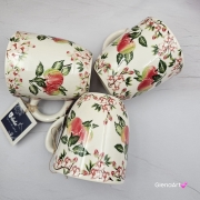 Filiżanka ZAJĄC z ZAJĄCEM SZARAKIEM ceramiczna ze spodkiem i zwierzakiem w środku ręcznie toczona i malowana elegancka filiżanka z pięknym szkliwem beżowym i niebieskim kubek zajączek