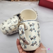 Kubek ceramiczny 320 ml Bell Violetta w drobny wzór kaszubska ceramika ręcznie malowany Arbata kubki ręcznie malowane
