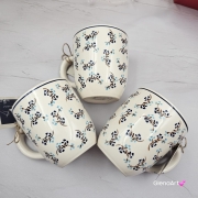 Kubek ceramiczny 320 ml Bell Violetta w drobny wzór kaszubska ceramika ręcznie malowany Arbata kubki ręcznie malowane