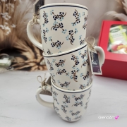 Kubek ceramiczny 320 ml Bell Violetta w drobny wzór kaszubska ceramika ręcznie malowany Arbata kubki ręcznie malowane