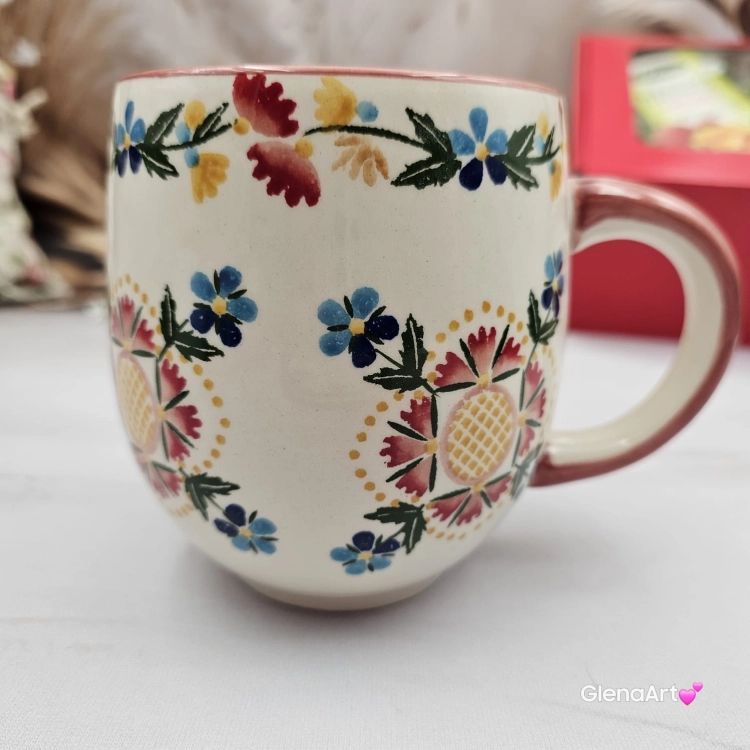 Kubek Max Beczułka kaszubski folkowy ceramiczny MAX WDZYDZE - 600 ml piękna kaszubska ceramika ręcznie zdobiony Arbata duży kubek 0,6 l dekoracja Wdzydze