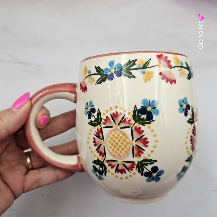 Kubek Max Beczułka kaszubski folkowy ceramiczny MAX WDZYDZE - 600 ml piękna kaszubska ceramika ręcznie zdobiony Arbata duży kubek 0,6 l dekoracja Wdzydze