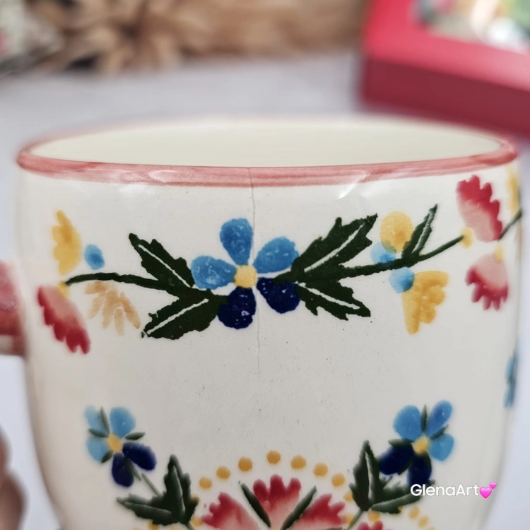 Kubek Max Beczułka kaszubski folkowy ceramiczny MAX WDZYDZE - 600 ml piękna kaszubska ceramika ręcznie zdobiony Arbata duży kubek 0,6 l dekoracja Wdzydze