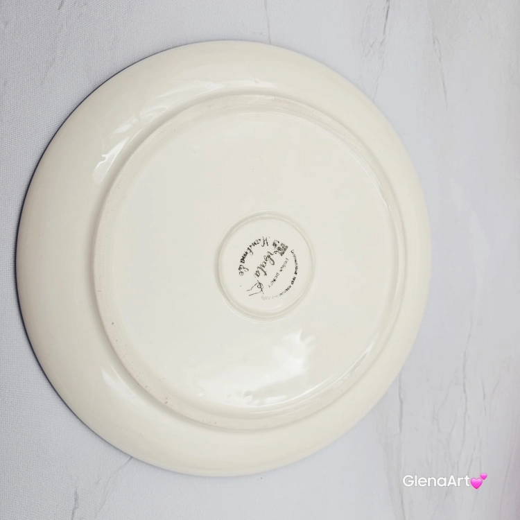 Talerz ceramiczny obiadowy 23 cm folkowy kaszubski obiadowy KASZUBEK kaszubska ceramika ręcznie zdobiona Arbata talerz obiadowy piękny