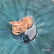 Filiżanka ceramiczna ze spodkiem i Buldożek francuski brązowy z czerwoną obróżką filiżanka ceramiczna ze spodkiem i zwierzakiem w środku ręcznie toczona i malowana elegancka filiżanka z pięknym szkliwem BULDOŻEK FRANCUSKI turkusowe jeziorko