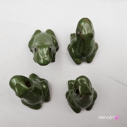 Żabka ropucha ceramiczna figurka zielona żabka płaz ropucha ręcznie robiony figurka na stół ozdoba ceramiczna