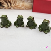 Żabka ropucha ceramiczna figurka zielona żabka płaz ropucha ręcznie robiony figurka na stół ozdoba ceramiczna