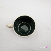 Kubek mały espresso mała kawa 150 ml ceramiczny Glena Art kubek beżowo - zielony z uszkiem do kawy herbaty ulubiony kubek ceramiczny ceramika mały kubek