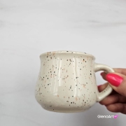Kubek mały espresso mała kawa 150 ml ceramiczny Glena Art kubek beżowo - zielony z uszkiem do kawy herbaty ulubiony kubek ceramiczny ceramika mały kubek