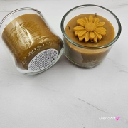 Świeca pszczela świeczka w szkle z wosku pszczelego wosk pszczeli w grubym szkle naturalna świeca z 100 % wosku pszczelego naturalny bez chemii pachnąca miodkiem i propolisem naturalna świeczka pszczela pachnąca miodem