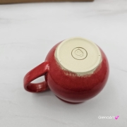 Kubek czeski czerwony beczułka w kolorze krwisto czerwonym ceramiczny Glena Art beczułka kubek z uszkiem do kawy herbaty ulubiony kubek ceramiczny ceramika 220 ml czerwony