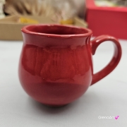 Kubek czeski czerwony beczułka w kolorze krwisto czerwonym ceramiczny Glena Art beczułka kubek z uszkiem do kawy herbaty ulubiony kubek ceramiczny ceramika 220 ml czerwony