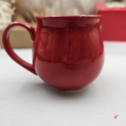 Kubek czeski czerwony beczułka w kolorze krwisto czerwonym ceramiczny Glena Art beczułka kubek z uszkiem do kawy herbaty ulubiony kubek ceramiczny ceramika 220 ml czerwony