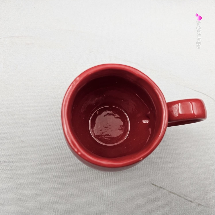 Kubek czeski czerwony beczułka w kolorze krwisto czerwonym ceramiczny Glena Art beczułka kubek z uszkiem do kawy herbaty ulubiony kubek ceramiczny ceramika 220 ml czerwony