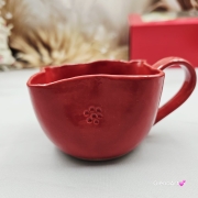 Filiżanka ceramiczna czerwona kwiatek Glena Art z uszkiem do kawy herbaty ulubiony kubek ceramiczny ceramika 250 ml w kształcie kwiatka
