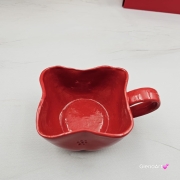 Filiżanka ceramiczna czerwona kwiatek Glena Art z uszkiem do kawy herbaty ulubiony kubek ceramiczny ceramika 250 ml w kształcie kwiatka