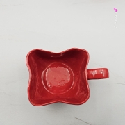 Filiżanka ceramiczna czerwona kwiatek Glena Art z uszkiem do kawy herbaty ulubiony kubek ceramiczny ceramika 250 ml w kształcie kwiatka