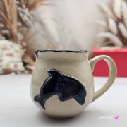 Kubek czeski beczułka z delfinem ceramiczny Glena Art beczułka kubek z uszkiem do kawy herbaty ulubiony kubek ceramiczny ceramika 220 ml delfin kubek głębia oceanu