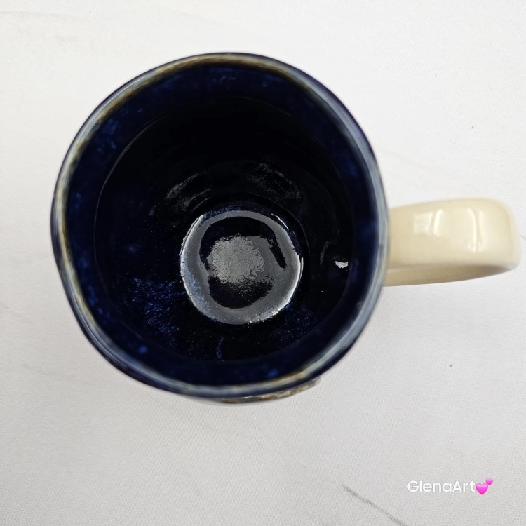 Kubek czeski beczułka z delfinem ceramiczny Glena Art beczułka kubek z uszkiem do kawy herbaty ulubiony kubek ceramiczny ceramika 220 ml delfin kubek głębia oceanu