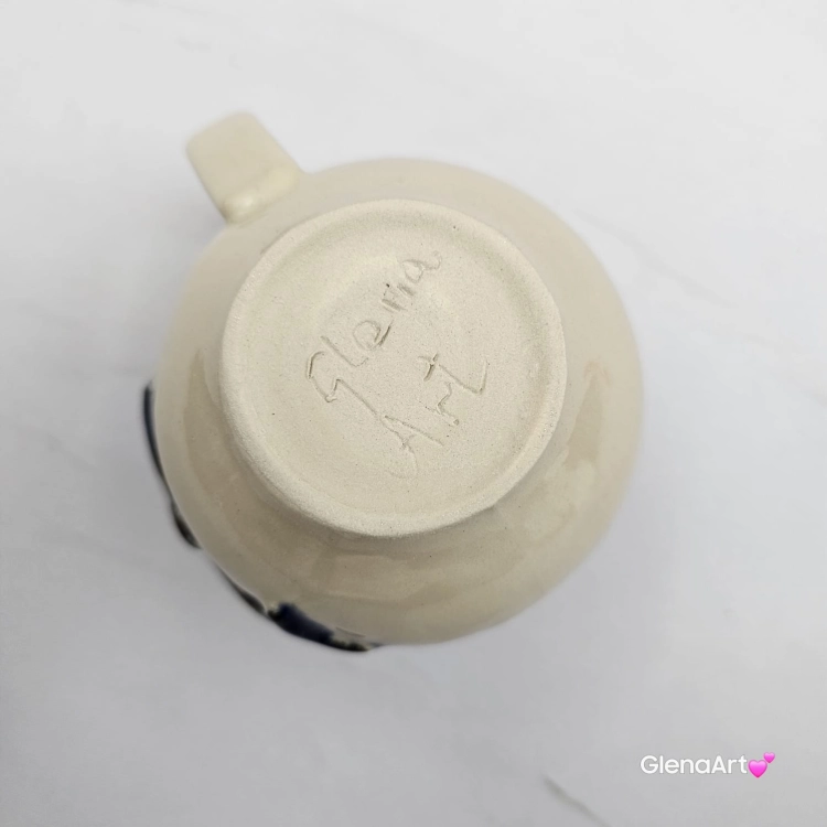 Kubek czeski beczułka z delfinem ceramiczny Glena Art beczułka kubek z uszkiem do kawy herbaty ulubiony kubek ceramiczny ceramika 220 ml delfin kubek głębia oceanu