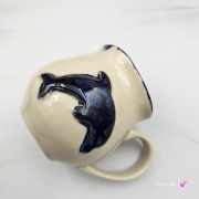 Kubek czeski beczułka z delfinem ceramiczny Glena Art beczułka kubek z uszkiem do kawy herbaty ulubiony kubek ceramiczny ceramika 220 ml delfin kubek głębia oceanu