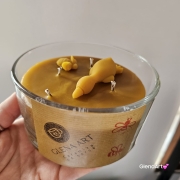 Świeca pszczela świeczka w szkle z wosku pszczelego wosk pszczeli w grubym szkle naturalna świeca z 100 % wosku pszczelego naturalny bez chemii pachnąca miodkiem i propolisem naturalna świeczka pszczela pachnąca miodem