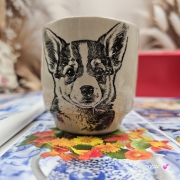 Kubek czarka ceramiczna z pieskiem Corgi ceramiczna Glena Art kubek bez uszka do kawy herbaty ulubiony kubek ceramiczny ceramika 200 ml pies Corgi corgim