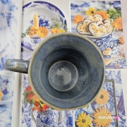 Kubek beczułka MAX duży ceramiczny Glena Art niebiesko - zielony z uszkiem kolory ziemi do kawy herbaty ulubiony kubek ceramiczny ceramika 400 ml