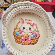 Koszyczek wielkanocny koszyk święconka koszyk zajączek na szydełku oraz nadruk zajączek na szydełku ręcznie zrobiony uroczy koszyk na Wielkanoc