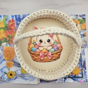 Koszyczek wielkanocny koszyk święconka koszyk zajączek na szydełku oraz nadruk zajączek na szydełku ręcznie zrobiony uroczy koszyk na Wielkanoc