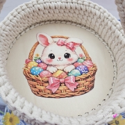 Koszyczek wielkanocny koszyk święconka koszyk zajączek na szydełku oraz nadruk zajączek na szydełku ręcznie zrobiony uroczy koszyk na Wielkanoc