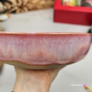 Miska różowa ceramiczna talerz głęboki na zupę 0,8 l ceramiczny różowy ceramika rękodzieło ręcznie robiona z formy miska talerz do zupy z jasnej masy kamionkowej różowa z wiewiórką