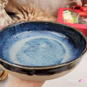 Miska głębią morska ceramiczna Glena Art talerz głęboki na zupę 0,8 l ceramiczny granatowy ceramika rękodzieło ręcznie robiona z formy miska talerz do zupy z jasnej masy kamionkowej morska głębia z górami