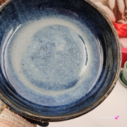 Miska głębią morska ceramiczna Glena Art talerz głęboki na zupę 0,8 l ceramiczny granatowy ceramika rękodzieło ręcznie robiona z formy miska talerz do zupy z jasnej masy kamionkowej morska głębia z górami