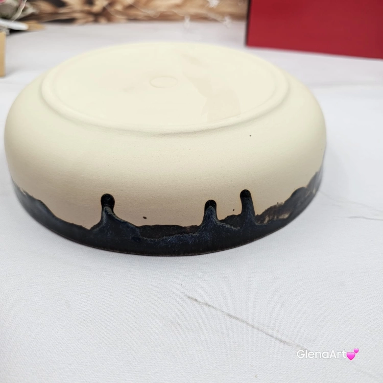 Miska głębią morska ceramiczna Glena Art talerz głęboki na zupę 0,8 l ceramiczny granatowy ceramika rękodzieło ręcznie robiona z formy miska talerz do zupy z jasnej masy kamionkowej morska głębia z górami