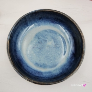 Miska głębią morska ceramiczna Glena Art talerz głęboki na zupę 0,8 l ceramiczny granatowy ceramika rękodzieło ręcznie robiona z formy miska talerz do zupy z jasnej masy kamionkowej morska głębia z górami