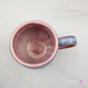 Kubek czeski błękitny z różowymi i czerwonymi refleksami beczułka ceramiczny Glena Art kubek z uszkiem do kawy herbaty ulubiony kubek ceramiczny ceramika 220 ml spływające szkliwo odcienie kolorowe