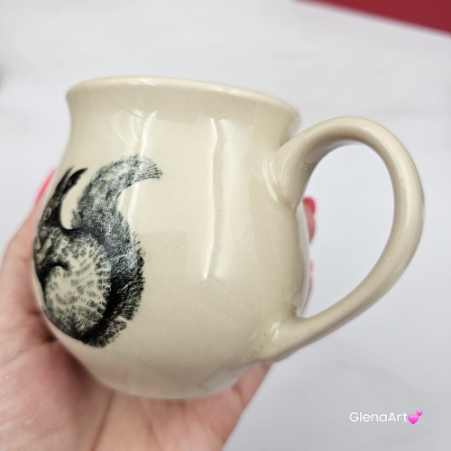 Kubek czeski z wiewiórką beczułka ceramiczny Glena Art kubek z uszkiem do kawy herbaty ulubiony kubek ceramiczny ceramika 220 ml z wiewiórką z jednej strony