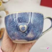Filiżanka ceramiczna Glena Art niebieska lawenda z uszkiem do kawy herbaty ulubiony kubek ceramiczny ceramika 250 ml rękodzieło niebieskie kolory