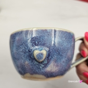 Filiżanka ceramiczna Glena Art niebieska lawenda z uszkiem do kawy herbaty ulubiony kubek ceramiczny ceramika 250 ml rękodzieło niebieskie kolory