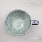 Filiżanka ceramiczna Glena Art niebieska lawenda z uszkiem do kawy herbaty ulubiony kubek ceramiczny ceramika 250 ml rękodzieło niebieskie kolory