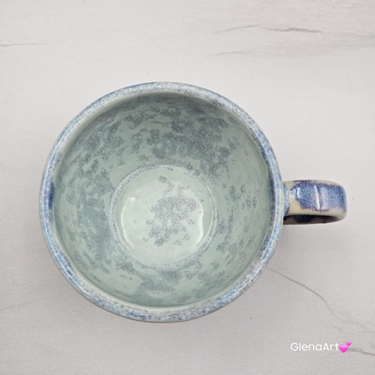 Filiżanka ceramiczna Glena Art niebieska lawenda z uszkiem do kawy herbaty ulubiony kubek ceramiczny ceramika 250 ml rękodzieło niebieskie kolory