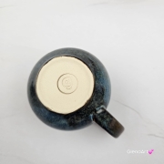 Kubek czeski beczułka w kolorach przenikającej się głębi oceanu ceramiczny Glena Art beczułka kubek z uszkiem do kawy herbaty ulubiony kubek ceramiczny ceramika 220 ml niebieskie odcienie magic