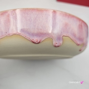 Miska różowa ceramiczna Glena Art talerz głęboki na zupę 0,8 l ceramiczny różowy ceramika rękodzieło ręcznie robiona z formy miska talerz do zupy z jasnej masy kamionkowej różowa ociekający efekt