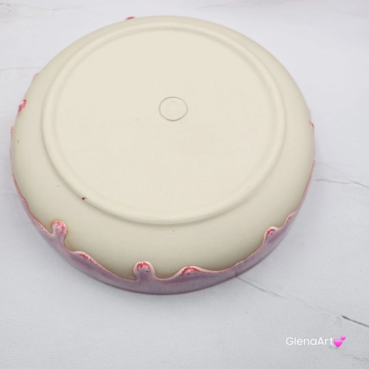 Miska różowa ceramiczna Glena Art talerz głęboki na zupę 0,8 l ceramiczny różowy ceramika rękodzieło ręcznie robiona z formy miska talerz do zupy z jasnej masy kamionkowej różowa ociekający efekt