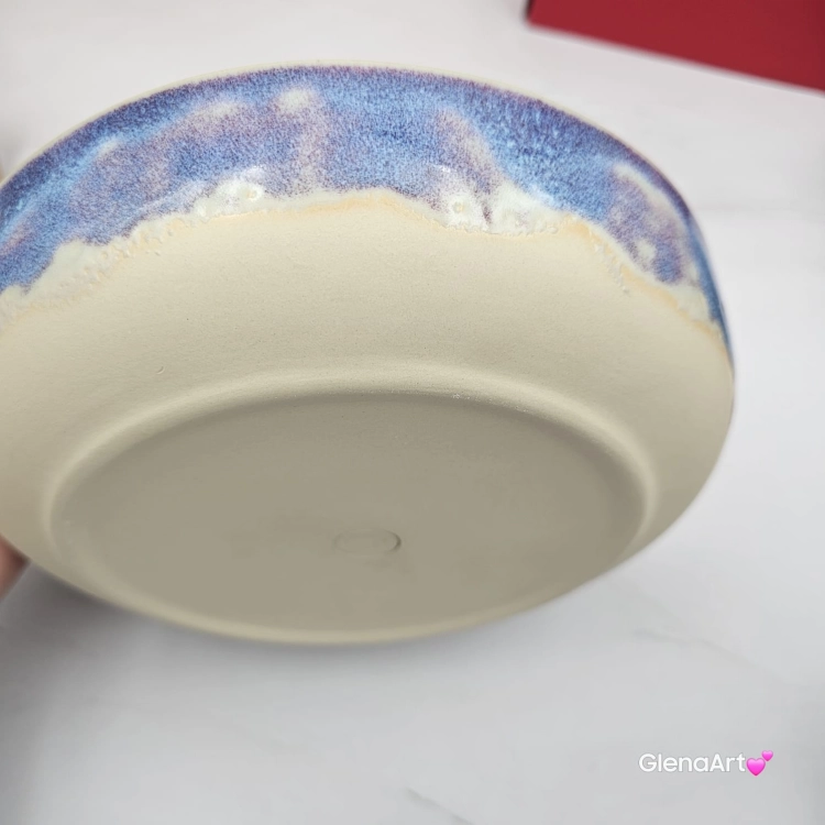 Miska ceramiczna jasna lawenda Glena Art talerz głęboki na zupę 0,8 l ceramiczny niebieski ceramika rękodzieło ręcznie robiona z formy miska talerz do zupy z jasnej masy kamionkowej jasny niebieski