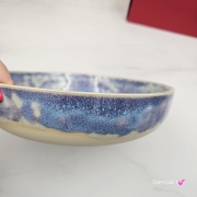 Miska ceramiczna jasna lawenda Glena Art talerz głęboki na zupę 0,8 l ceramiczny niebieski ceramika rękodzieło ręcznie robiona z formy miska talerz do zupy z jasnej masy kamionkowej jasny niebieski